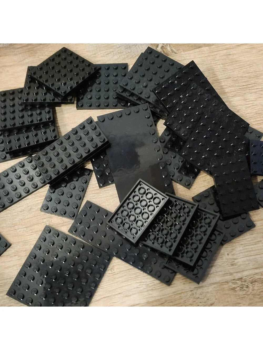 Lot of 50 Random Black Lego Baseplates 4X4 6X6 8x8 6x12 And More